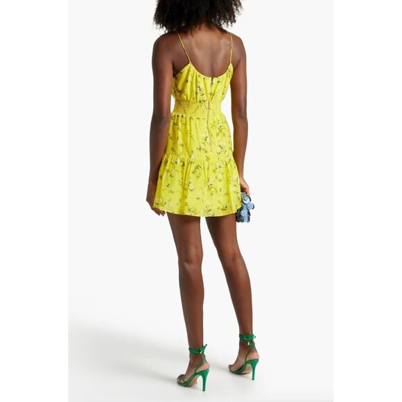 ALICE + OLIVIA Lai Printed Silk Blend Mini Dress Yellow Womens Size 10 - Picture 2 of 15
